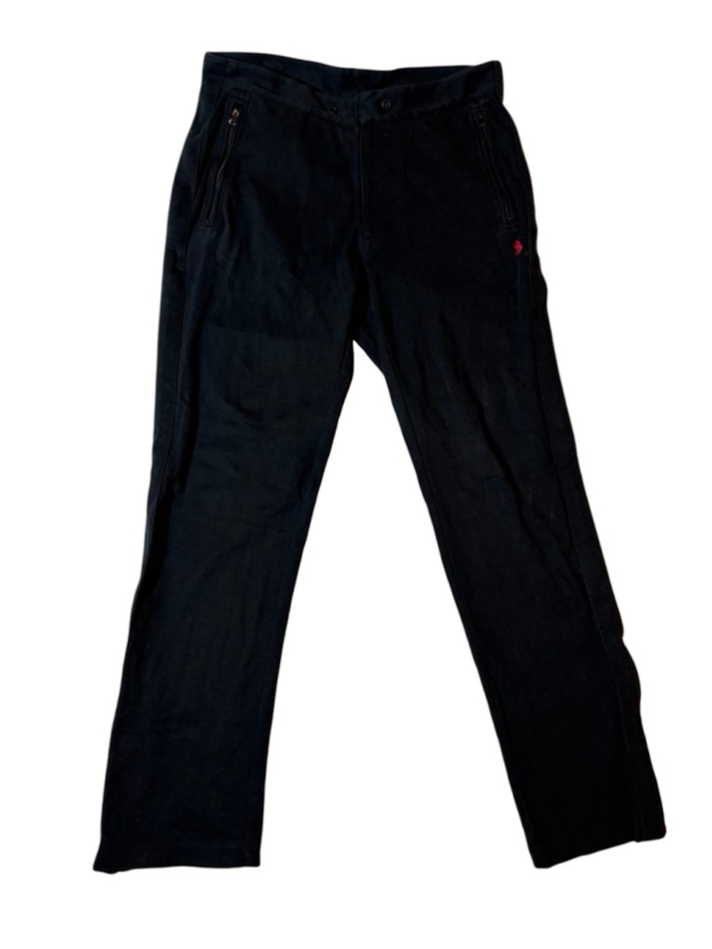 Polo Ralph Lauren Black Cotton Track Pants Joggers Red Pony Size M